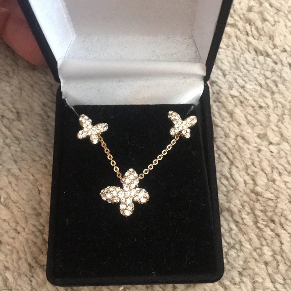 Never Worn Butterfly Necklace and Earring Set